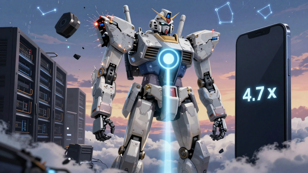 A hybrid robot combines unstructured and structured pruning, standing between cloud servers and a smartphone.