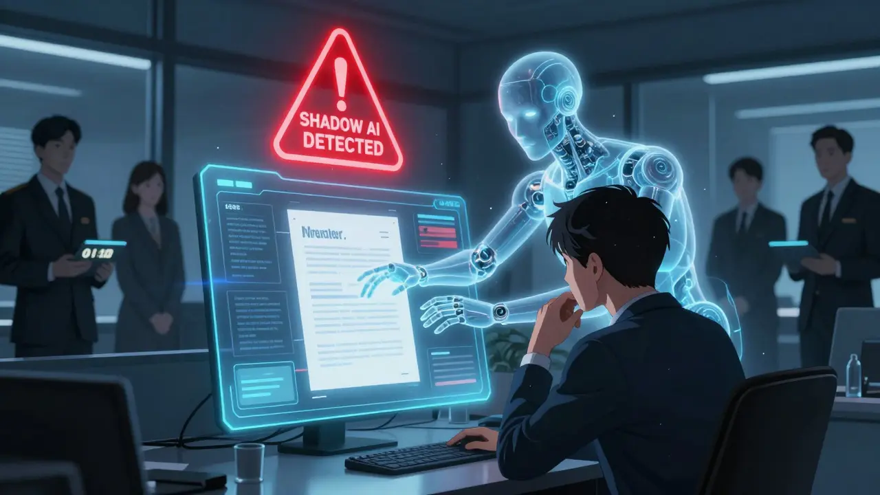 An employee unknowingly leaks sensitive data into an AI interface, triggering a shadow AI alert.