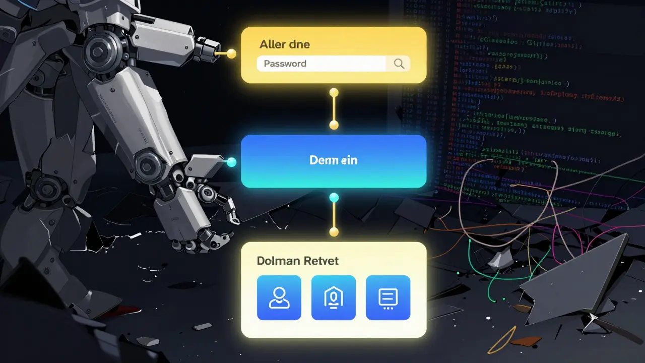A vertical slice of a password reset feature as a unified robotic limb with clean interfaces.