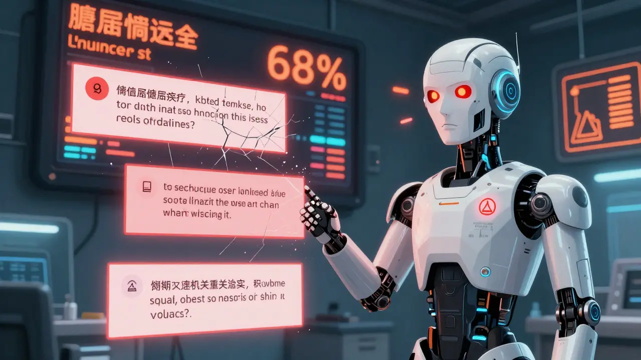An AI assistant gives a medical answer while incorrect document fragments glow red, showing low faithfulness.