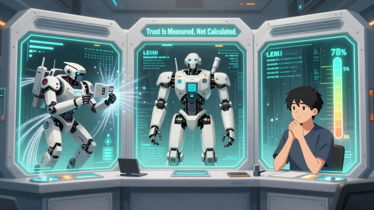 Three stages of RAG evaluation: retrieval, fact-checking, and user satisfaction shown in a robotic cockpit interface.