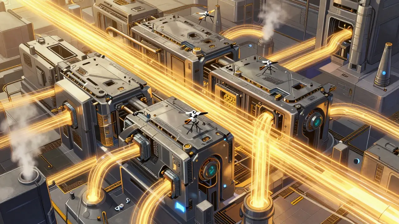 Massive computational facility with rapid energy streams