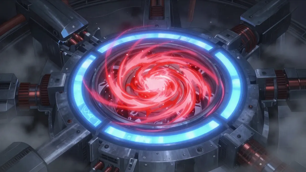 Reactor core with chaotic energy contained by stabilizing ring