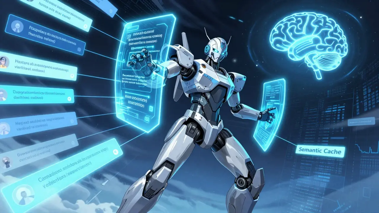 Sleek android filtering data streams with holographic shields in a digital void