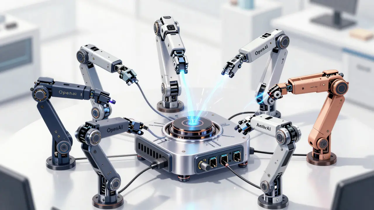 Robotic adapter connecting diverse AI provider systems