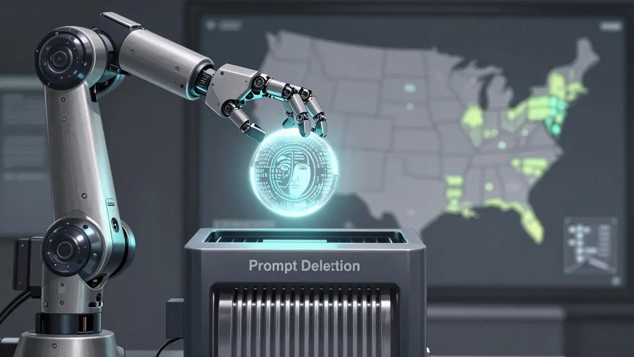 Robotic arm destroying a data orb to demonstrate prompt deletion under COPPA rules.