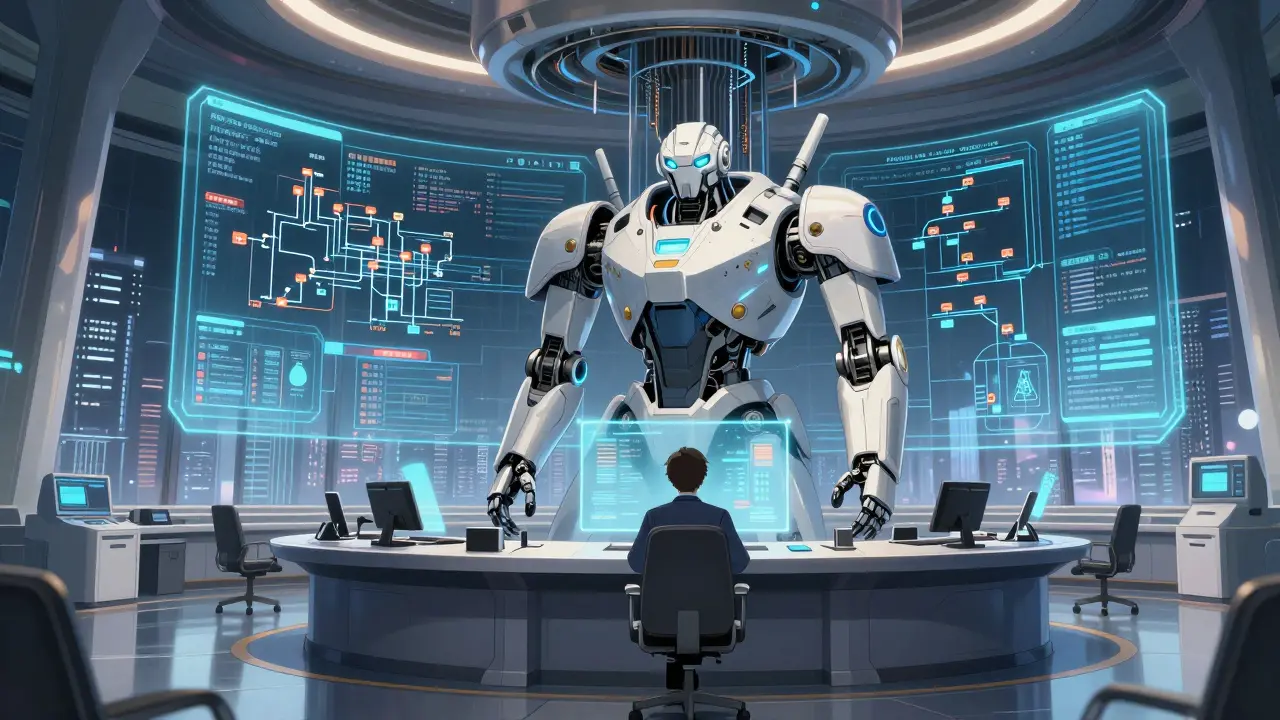 Robot administrator managing data governance and compliance hub