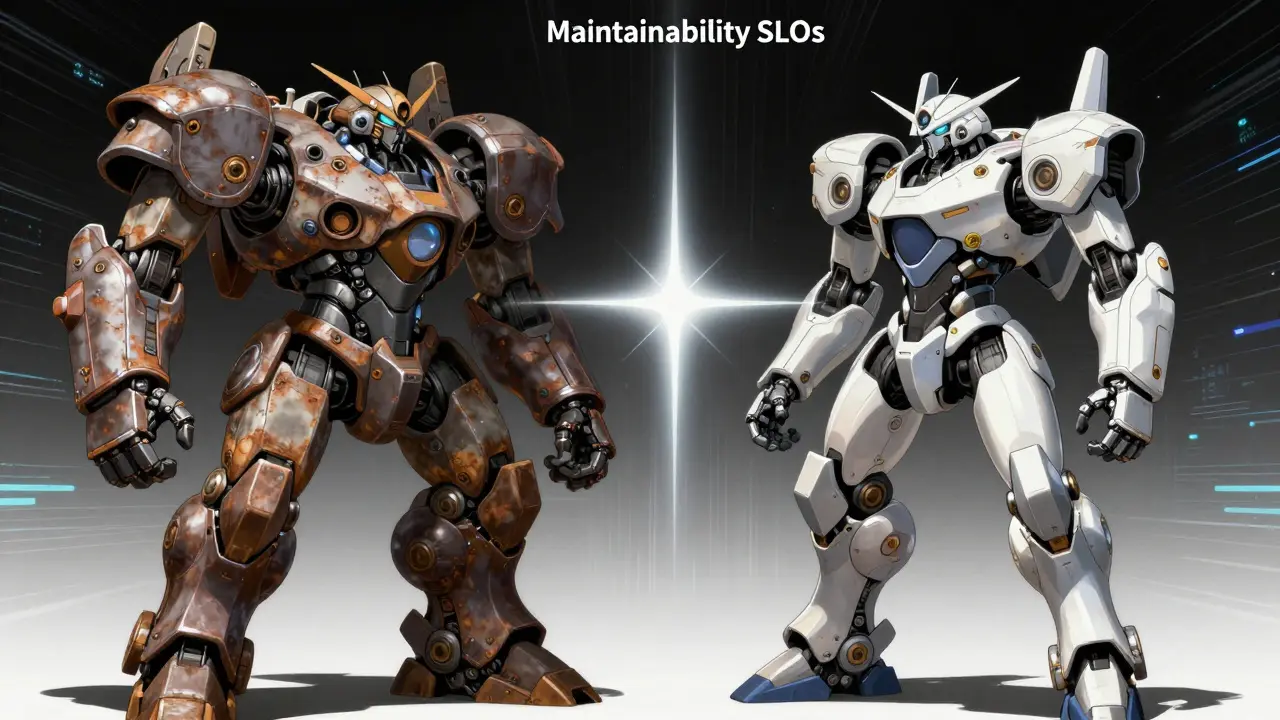 Two mechs representing operational vs maintainability SLOs