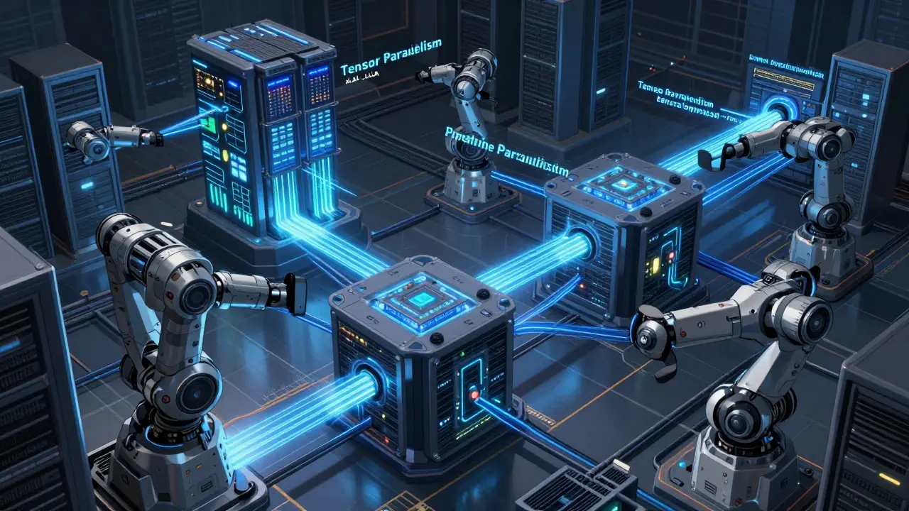 Industrial robot servers linked by high-speed data networks