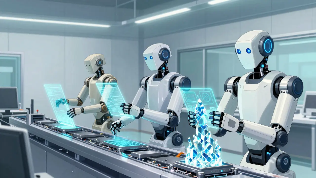 Sequential robots performing precise data extraction and analysis steps