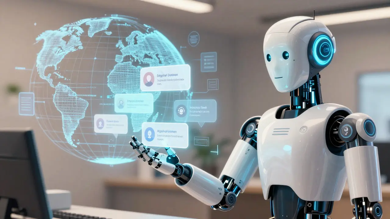 Service robot managing customer notifications and digital twins