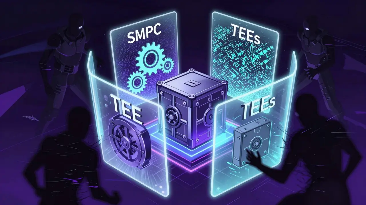 AI core protected by layered security shields against cyber threats