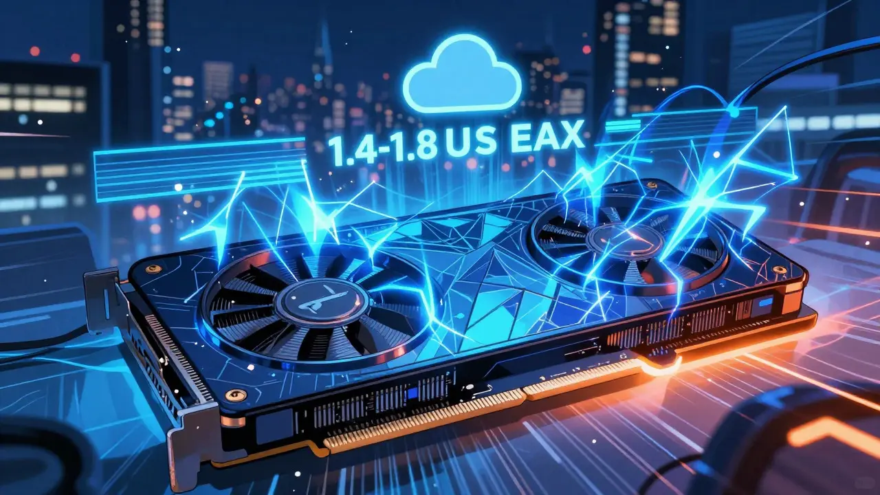 Close-up of overheating GPU with visualized network latency effects