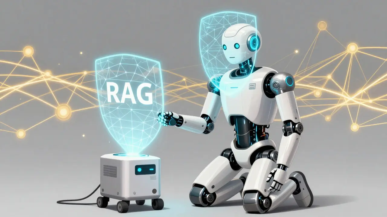 Real robot receiving structural support from auxiliary unit in anime art