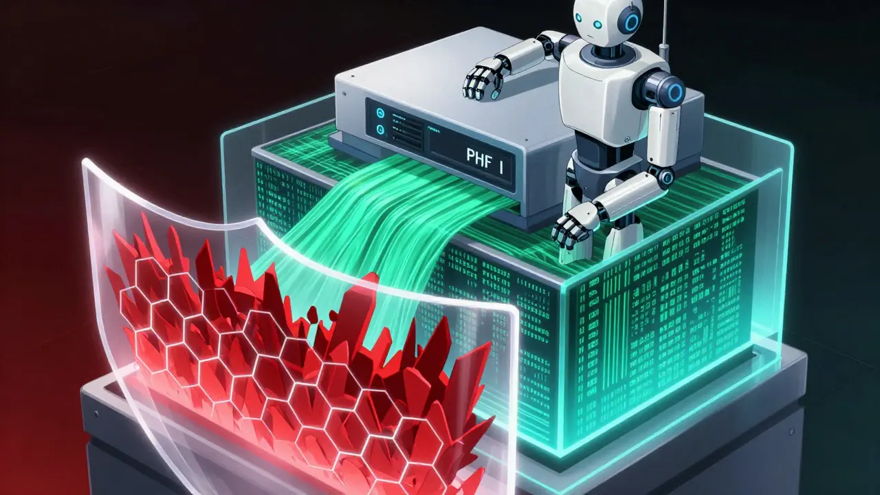 Shield blocking red PHI data while processing green synthetic streams