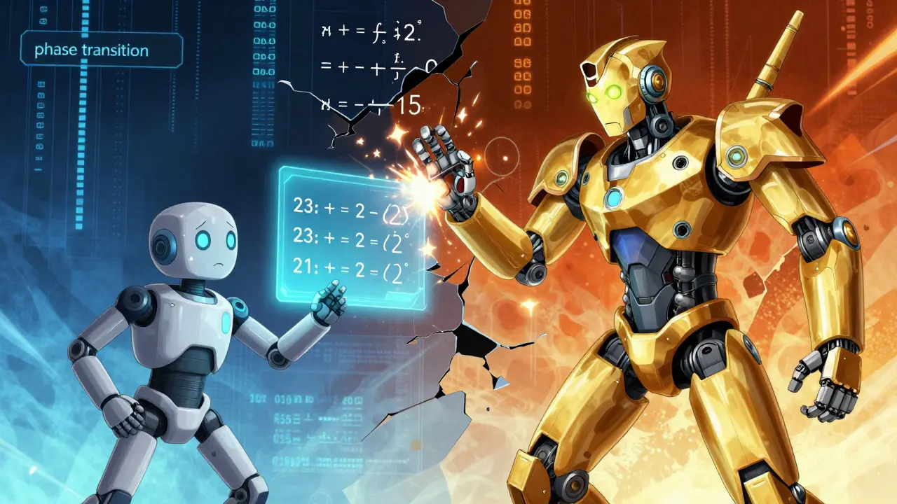 Small vs large AI robots demonstrating emergent reasoning abilities