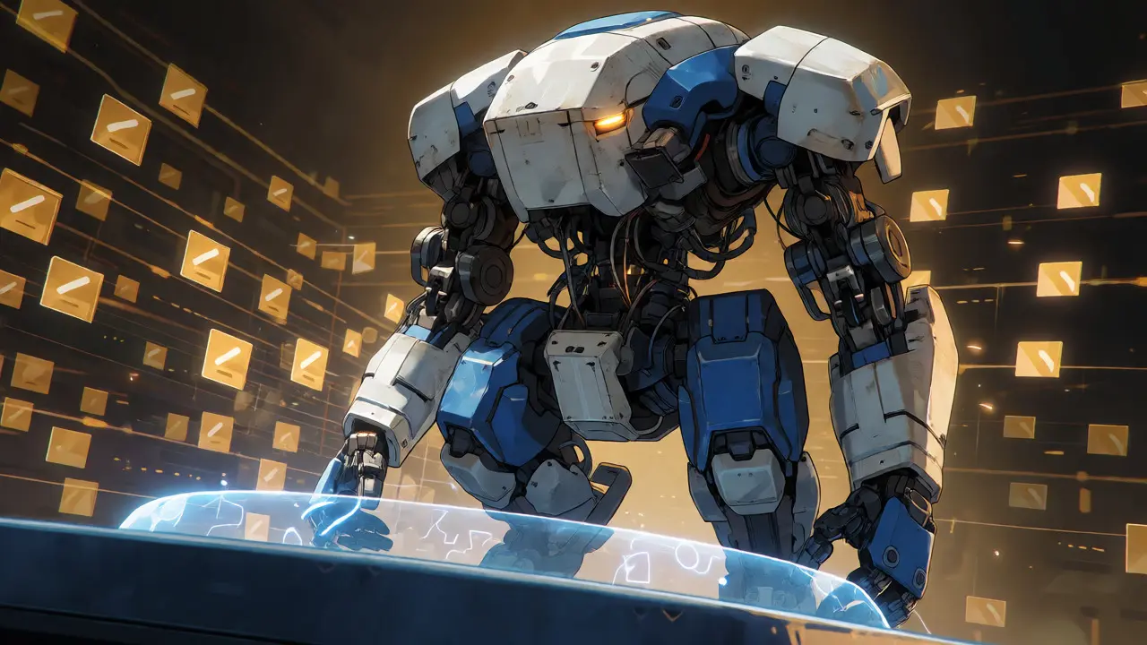 Mecha guarding digital payment gateway with energy shield