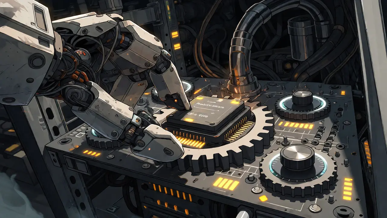 Robotic arm adjusting complex internal components and gears